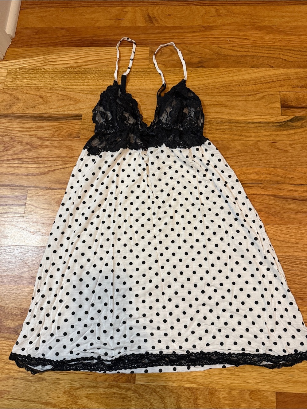Black & White Polka Dot Lace Babydoll Chemise